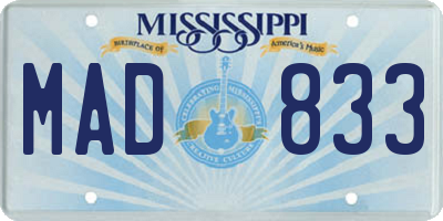 MS license plate MAD833