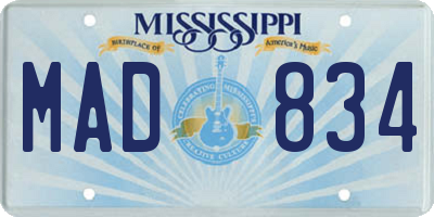 MS license plate MAD834