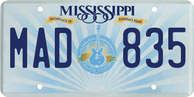 MS license plate MAD835