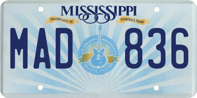 MS license plate MAD836