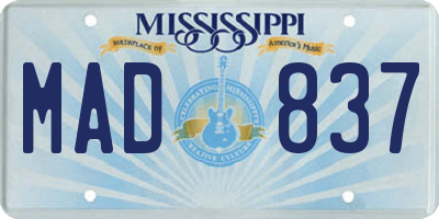 MS license plate MAD837