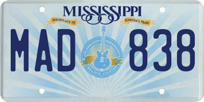 MS license plate MAD838
