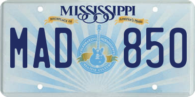 MS license plate MAD850