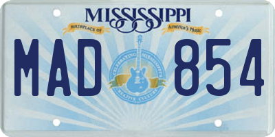 MS license plate MAD854