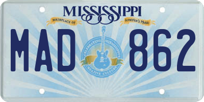 MS license plate MAD862