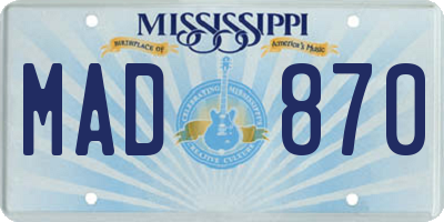 MS license plate MAD870