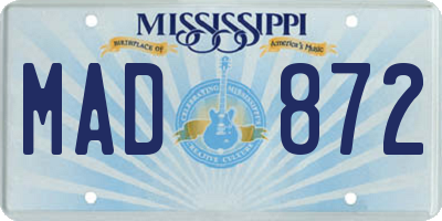 MS license plate MAD872