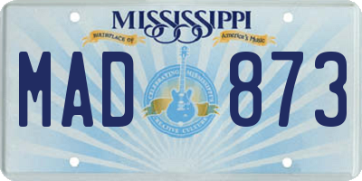 MS license plate MAD873