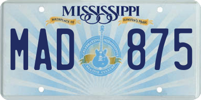 MS license plate MAD875