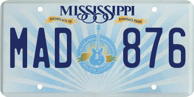 MS license plate MAD876