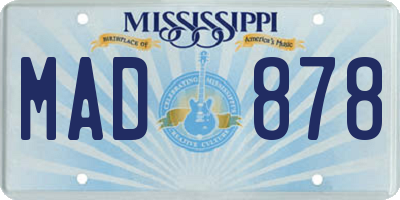 MS license plate MAD878