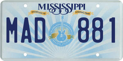 MS license plate MAD881