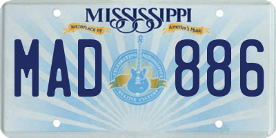MS license plate MAD886