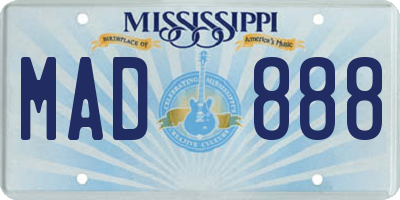 MS license plate MAD888