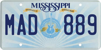 MS license plate MAD889