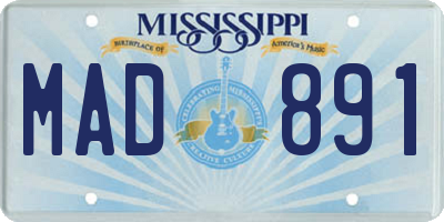 MS license plate MAD891