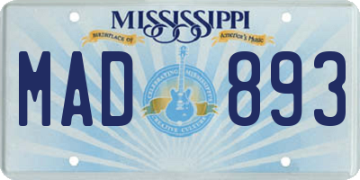 MS license plate MAD893