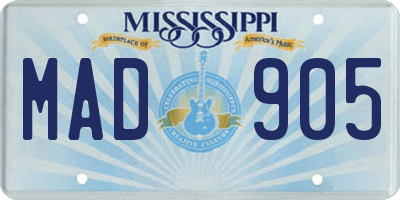 MS license plate MAD905