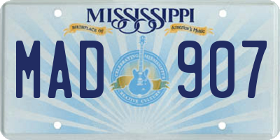 MS license plate MAD907