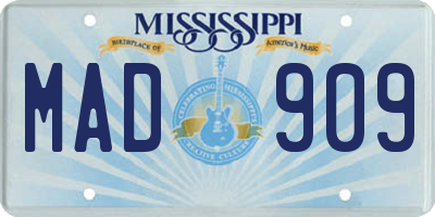 MS license plate MAD909