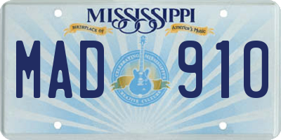 MS license plate MAD910