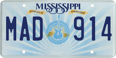 MS license plate MAD914