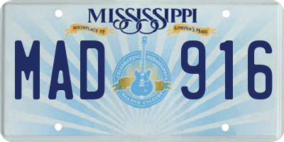 MS license plate MAD916