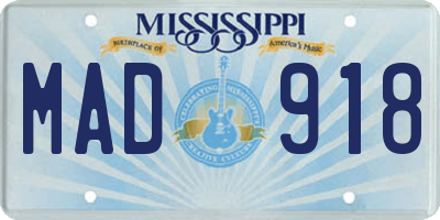 MS license plate MAD918