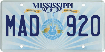 MS license plate MAD920