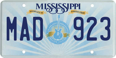 MS license plate MAD923