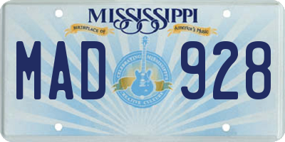 MS license plate MAD928