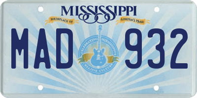 MS license plate MAD932