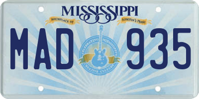 MS license plate MAD935
