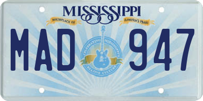 MS license plate MAD947