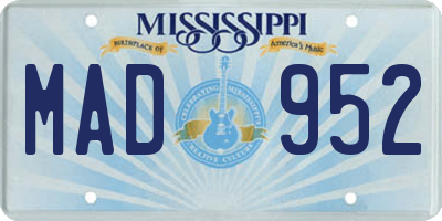 MS license plate MAD952