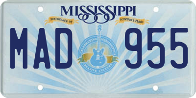 MS license plate MAD955