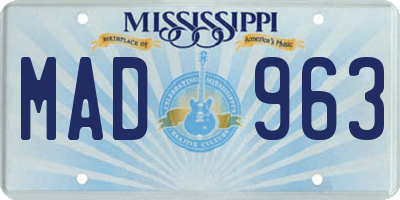 MS license plate MAD963