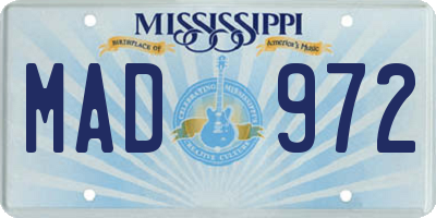 MS license plate MAD972