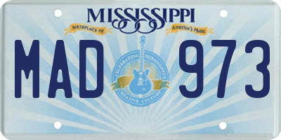 MS license plate MAD973