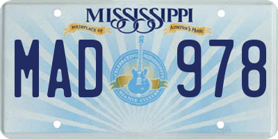 MS license plate MAD978