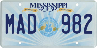 MS license plate MAD982