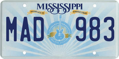 MS license plate MAD983