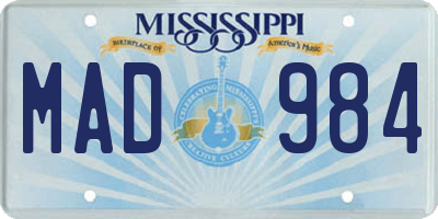 MS license plate MAD984