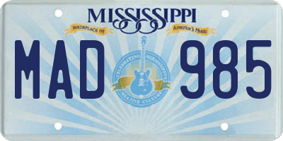 MS license plate MAD985