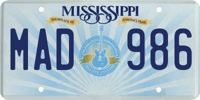 MS license plate MAD986