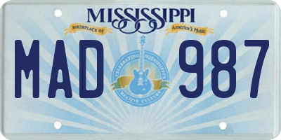 MS license plate MAD987