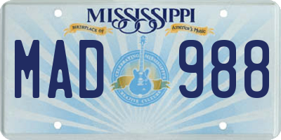 MS license plate MAD988