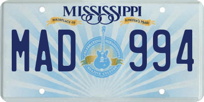 MS license plate MAD994