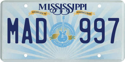 MS license plate MAD997