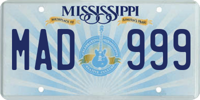 MS license plate MAD999